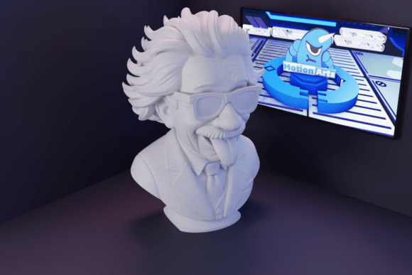 Albert Einstein Cartoon Bust: 3D Print Charm