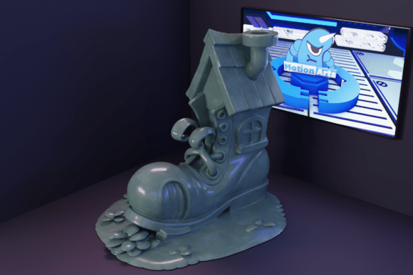 Cartoon Boot House in 3D: A Whimsical Design Asset