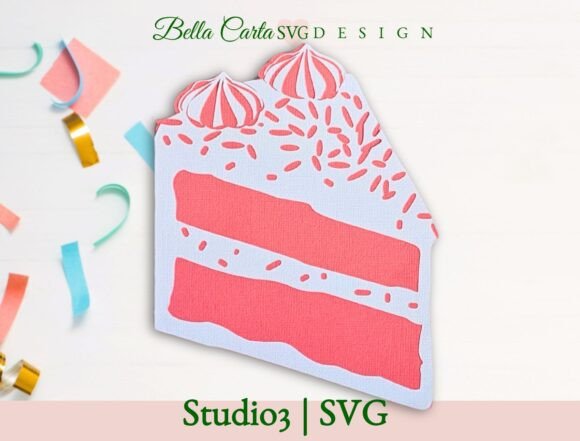 Celebrate in Style: Elevating Personal Greetings with the Cake Slice Card 3D SVG