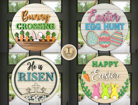 Easter Door Hanger SVG Bundle: Elevate Your Spring Décor with Layered Laser Designs