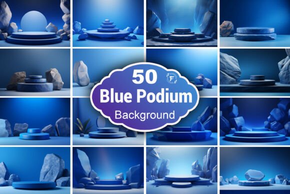 Elevate Your Brand with a Blue Podium Background