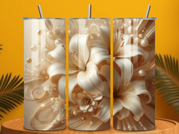 Elevate Your Sublimation Projects with the Luxury 3D Lily Floral Tumbler Wrap PNG