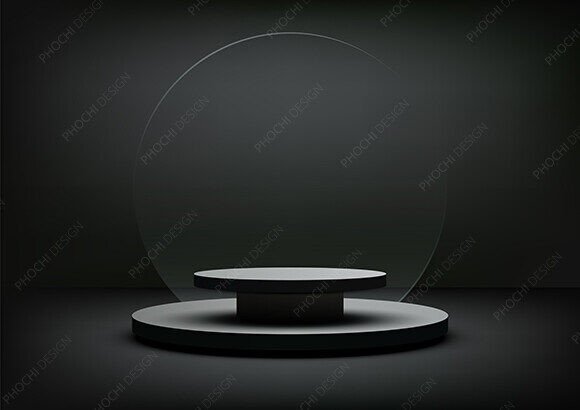 Elevating Your Visuals with a 3D Black Podium and Translucent Circle