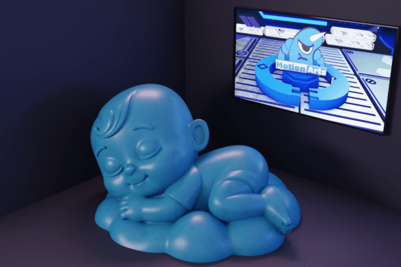 Sleeping Baby in 3D: Artful Digital Serenity