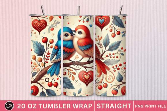 Strategic Branding with the Love Birds PNG 20 Oz Tumbler Wrap Design